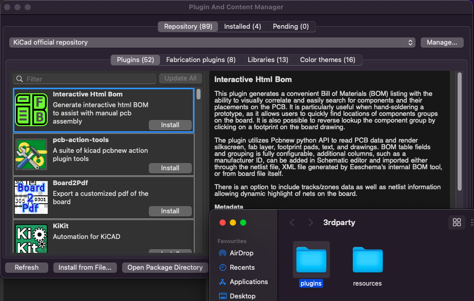 KiCad plugin installation using Plugin Manager